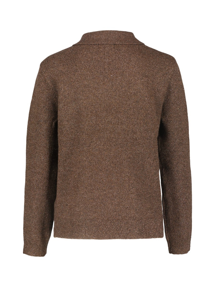 Bruine polo met glitterdetail en lange mouwen Leo&Ugo