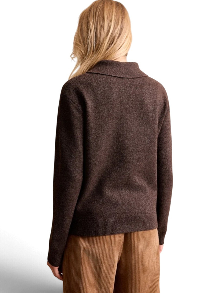 Bruine polo met glitterdetail en lange mouwen Leo&Ugo