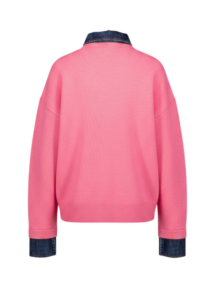 Roze trui met jeans kraag Leo & Ugo