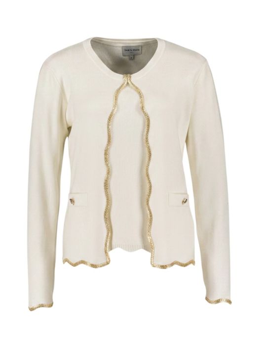 Ecru gebreide cardigan met goudkleurige golvende sluiting Leo & Ugo