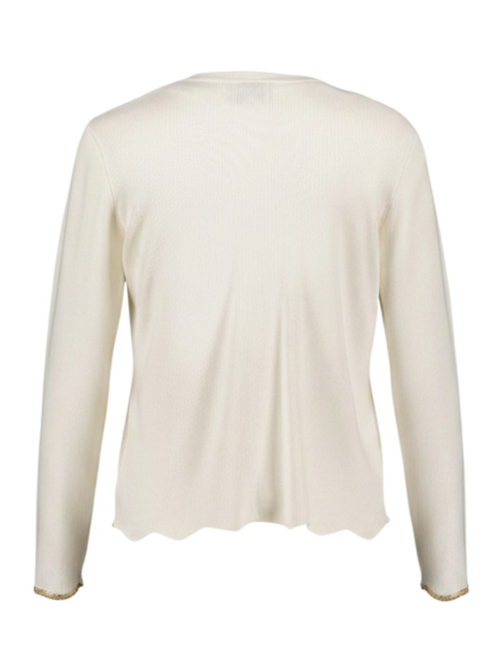 Ecru gebreide cardigan met goudkleurige golvende sluiting Leo & Ugo