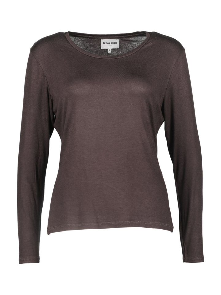 Donkerbruine fijne T-shirt Leo&Ugo