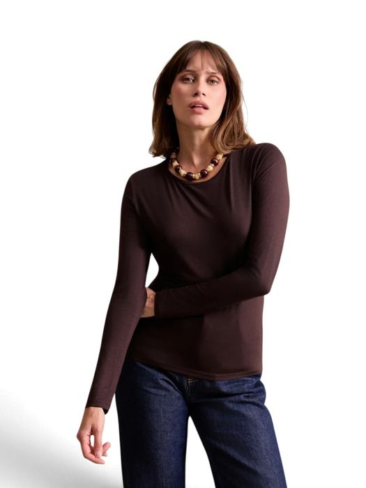 Donkerbruine fijne T-shirt Leo&Ugo