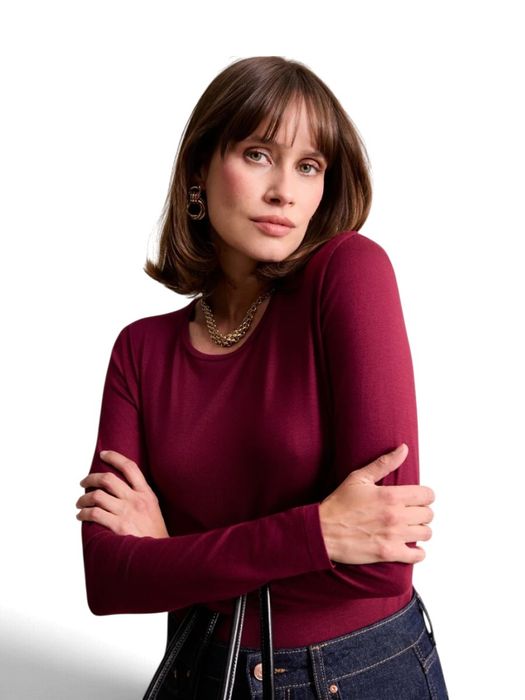 Bordeaux fijne T-shirt Leo&Ugo