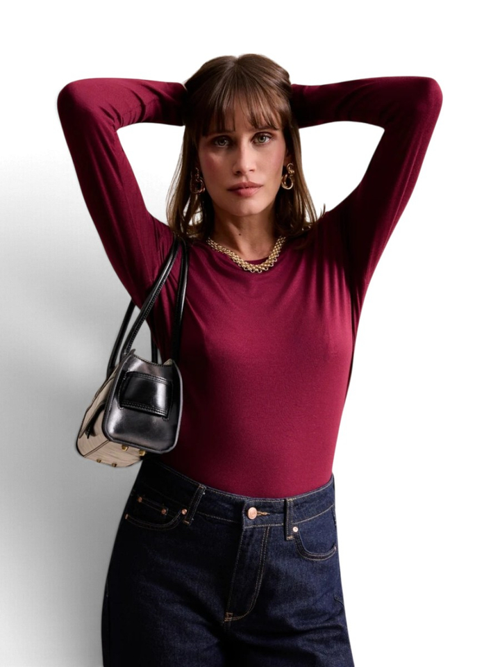 Bordeaux fijne T-shirt Leo&Ugo