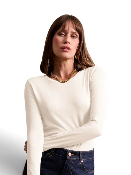Witte t-shirt met lange mouwen Leo & Ugo