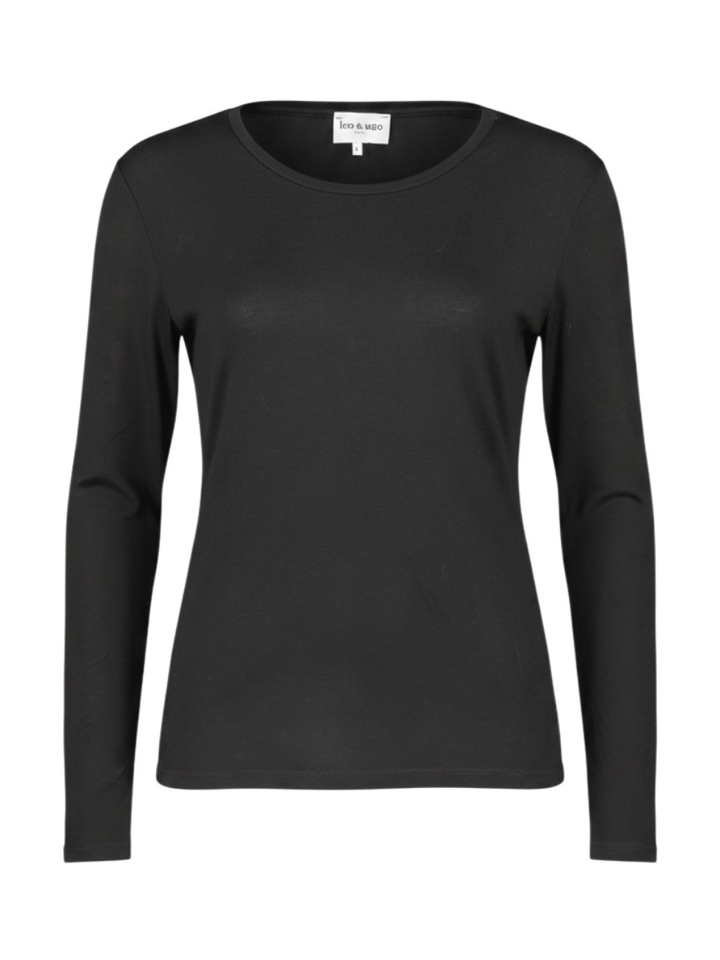 Zwarte t-shirt met lange mouwen Leo & Ugo
