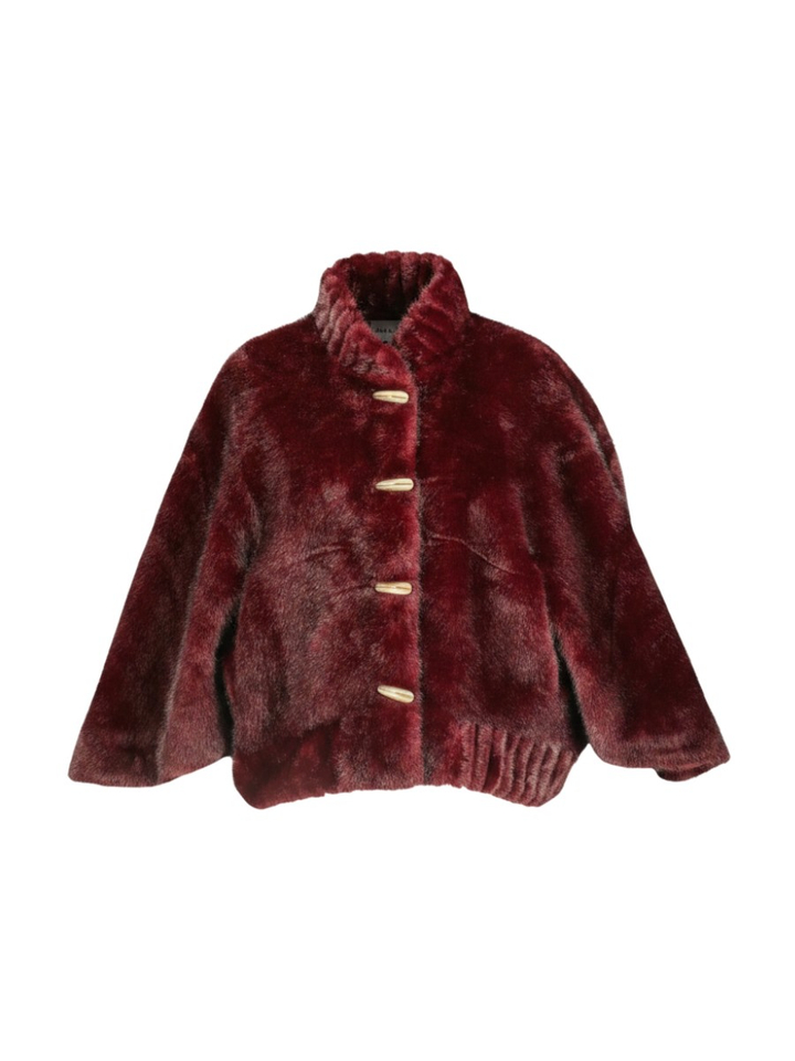 Bordeaux jas met wijde mouw in faux fur Leo&Ugo