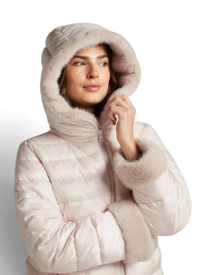 Ecru padded jas met kap Primula Reset