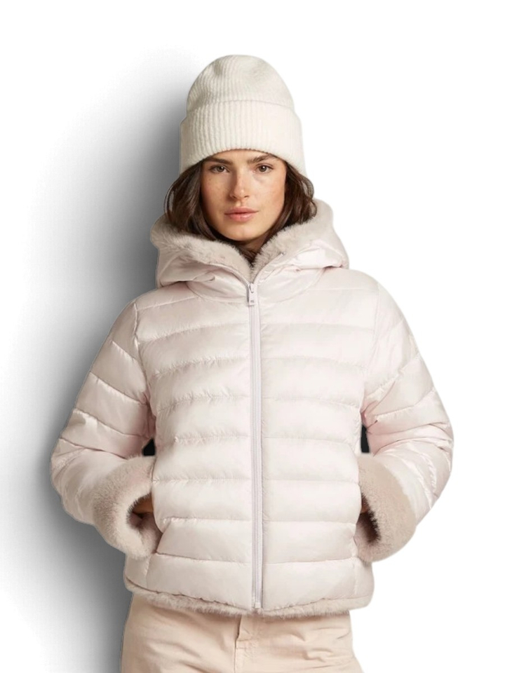 Ecru padded jas met kap Primula Reset