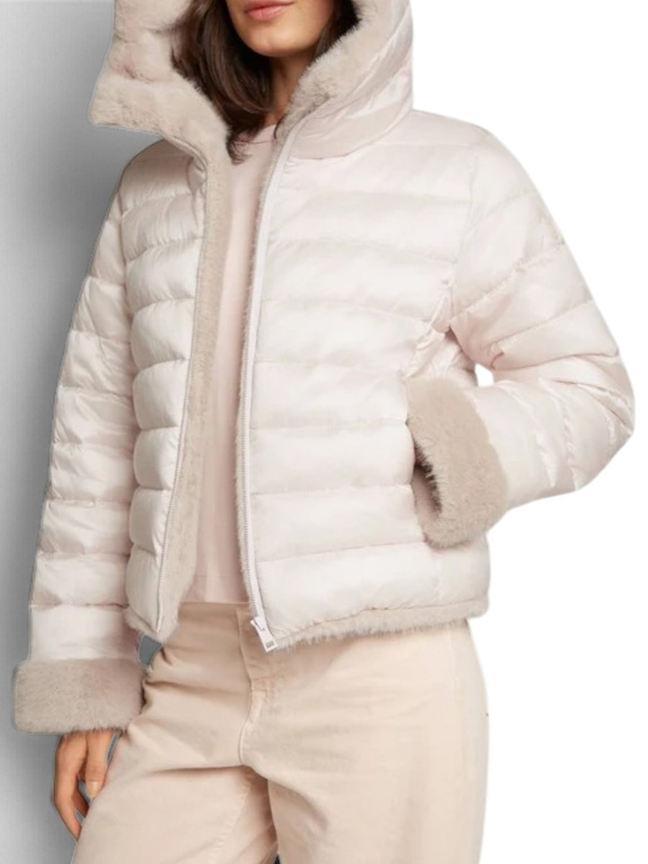 Ecru padded jas met kap Primula Reset