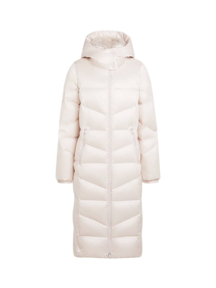 Lange ecru padded jas met kap Felice Reset