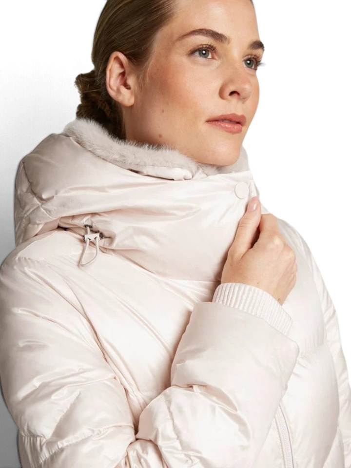 Lange ecru padded jas met kap Felice Reset