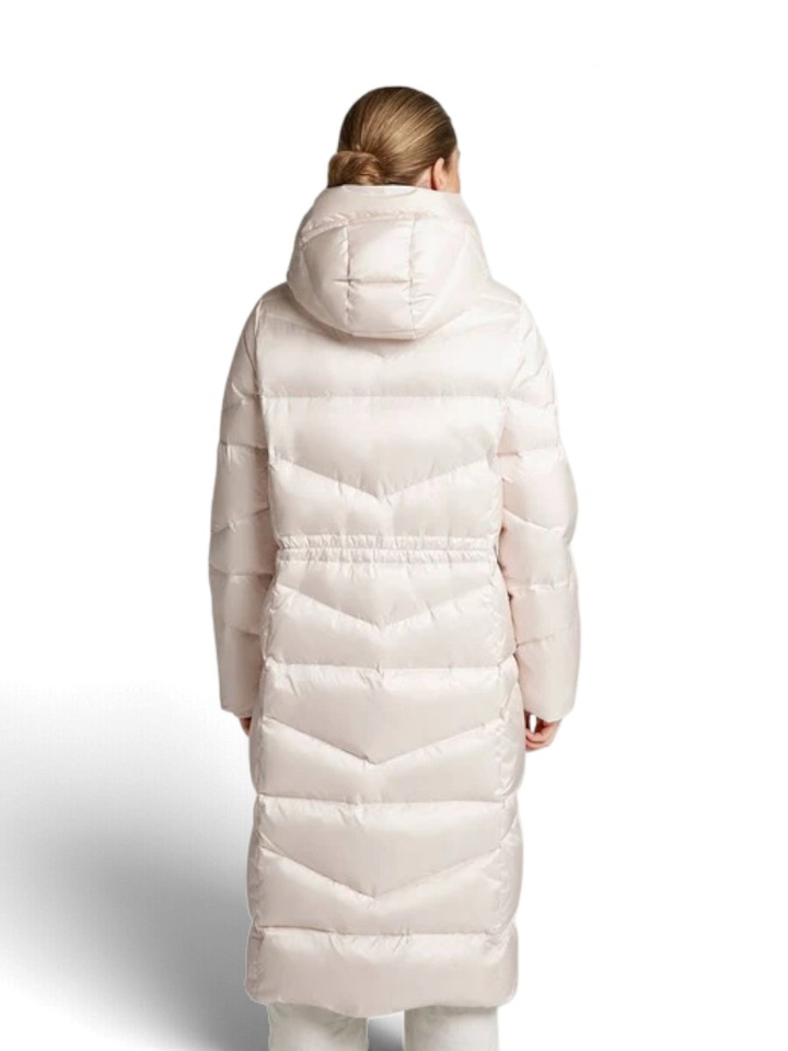 Lange ecru padded jas met kap Felice Reset