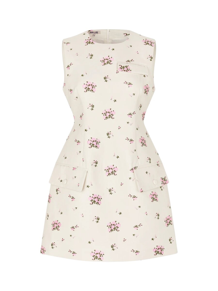 Beige jurk met roze bloemenprint Amayah Baum Und Pferdgarten 