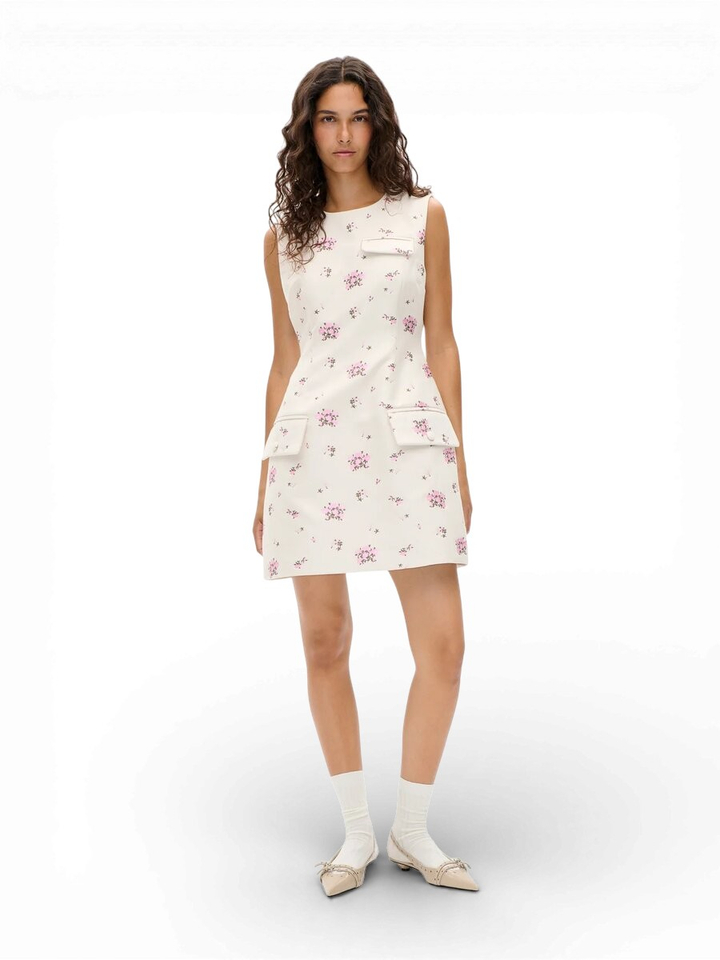 Beige jurk met roze bloemenprint Amayah Baum Und Pferdgarten 