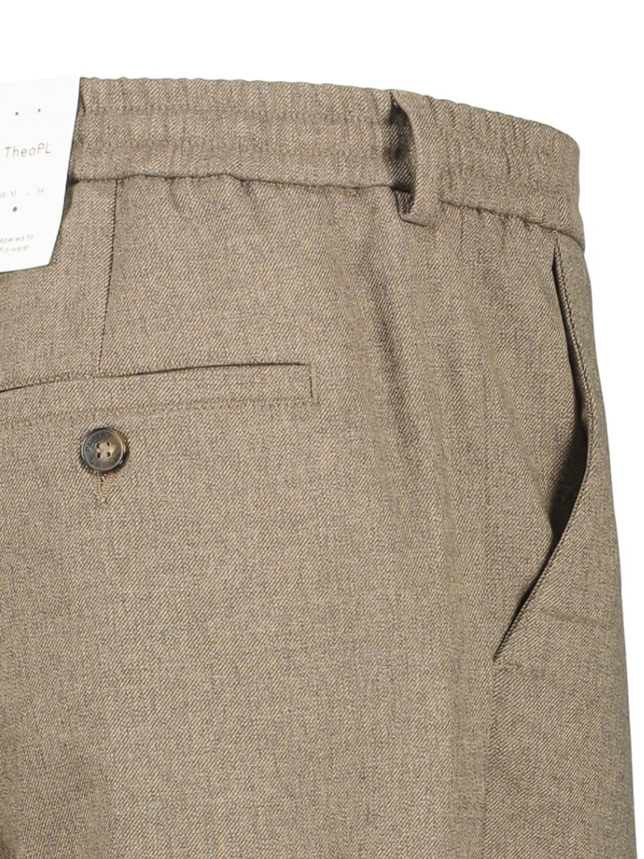 Bruine broek Theo met fijne structuur Plain