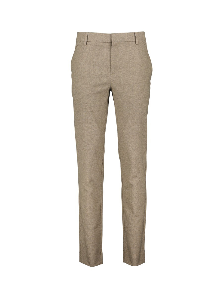 Lichtbruine broek Josh Slim Fit Mid-Waist Plain