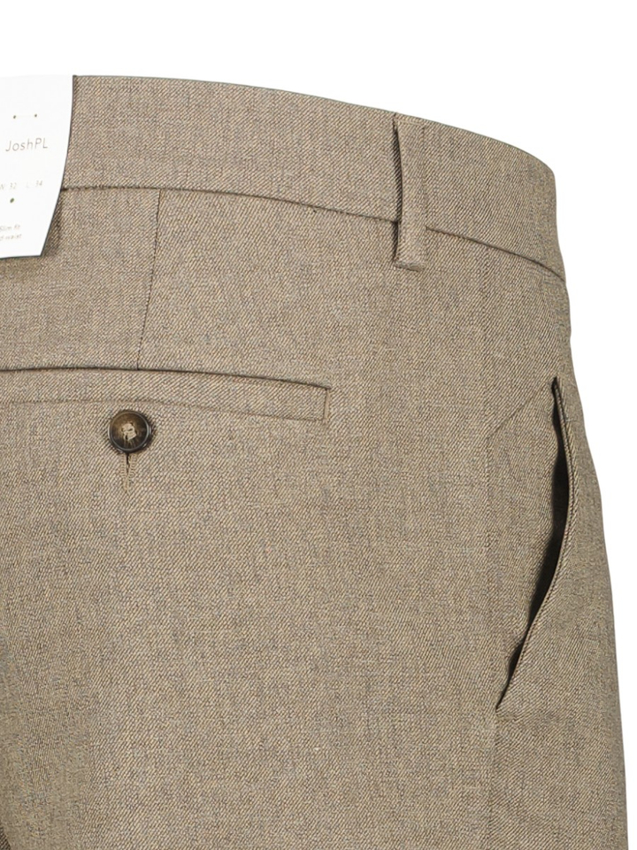 Lichtbruine broek Josh Slim Fit Mid-Waist Plain
