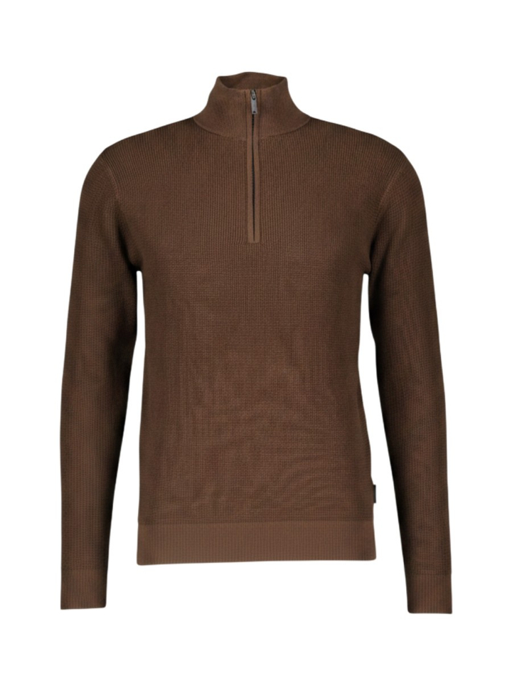 Bruine pull met rechtopstaande kraag en korte rits DOMINIC Saint Steve