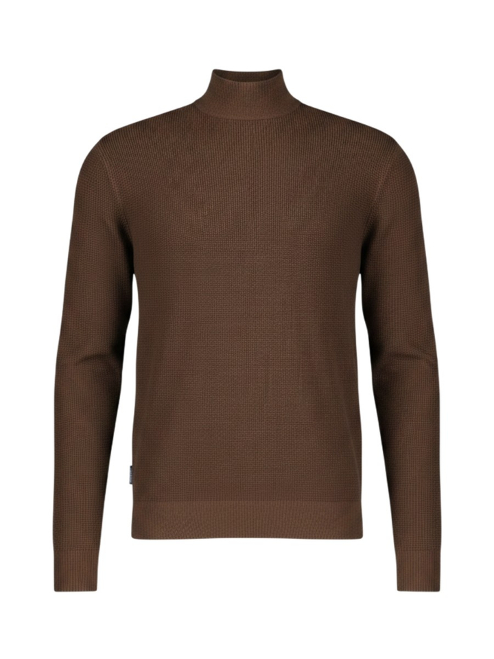 Bruine pull met rechtopstaande kraag en korte rits DOMINIC Saint Steve