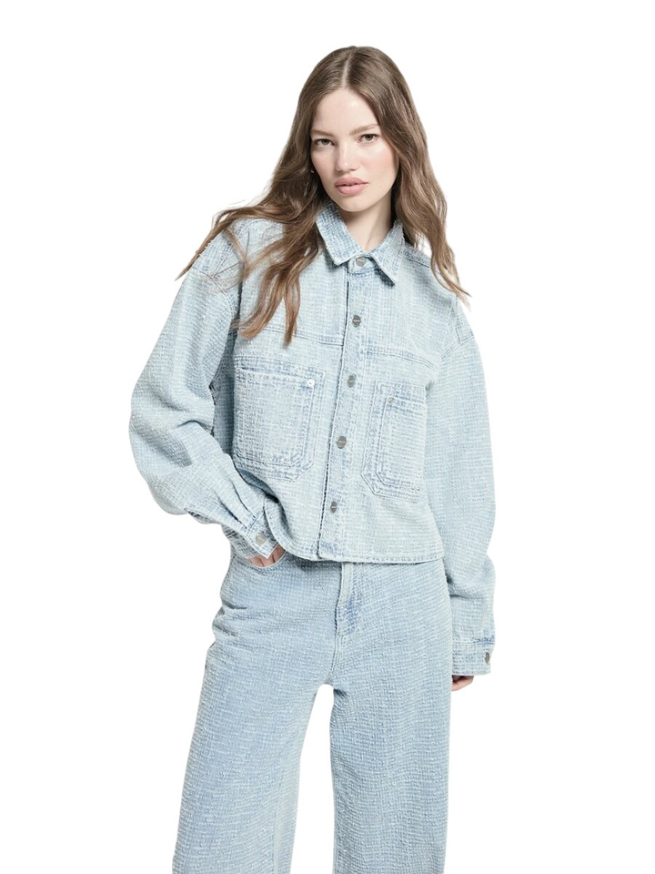 Blauwe korte jas met structuur Homage 