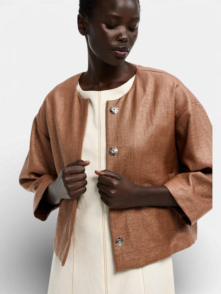 Donkerbruine gilet met knoopsluiting Julia Xandres