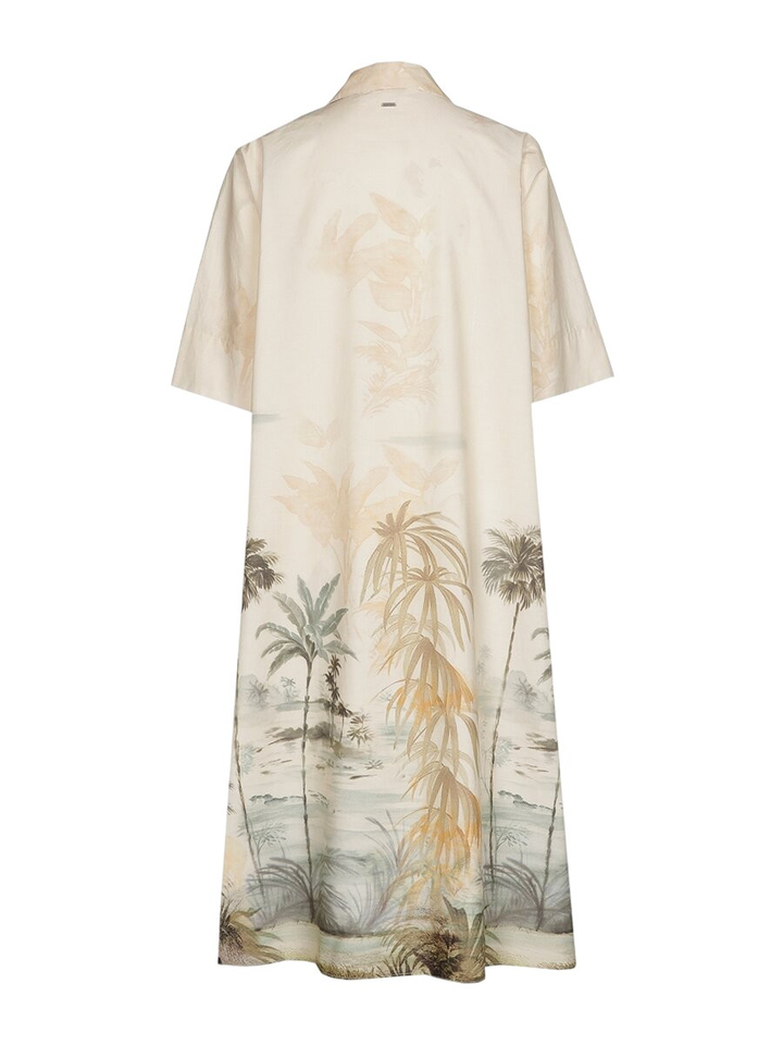 Beige katoenen jurk met zakken en print Kila Xandres 