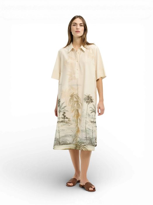 Beige katoenen jurk met zakken en print Kila Xandres