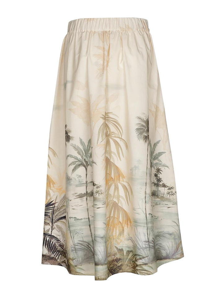 Beige uitlopende rok met zakken en print Rolo Xandres 