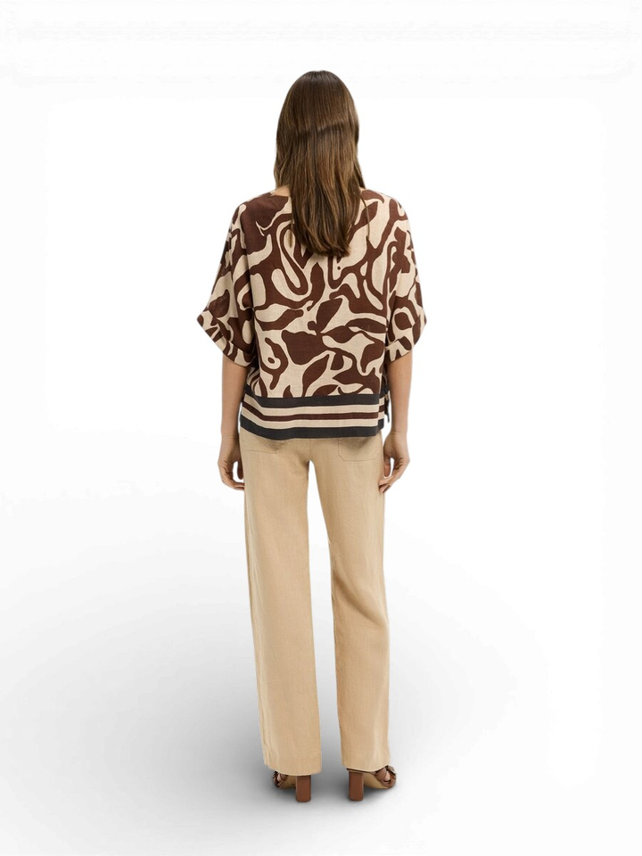 Beige geklede linnen broek Phocus Xandres