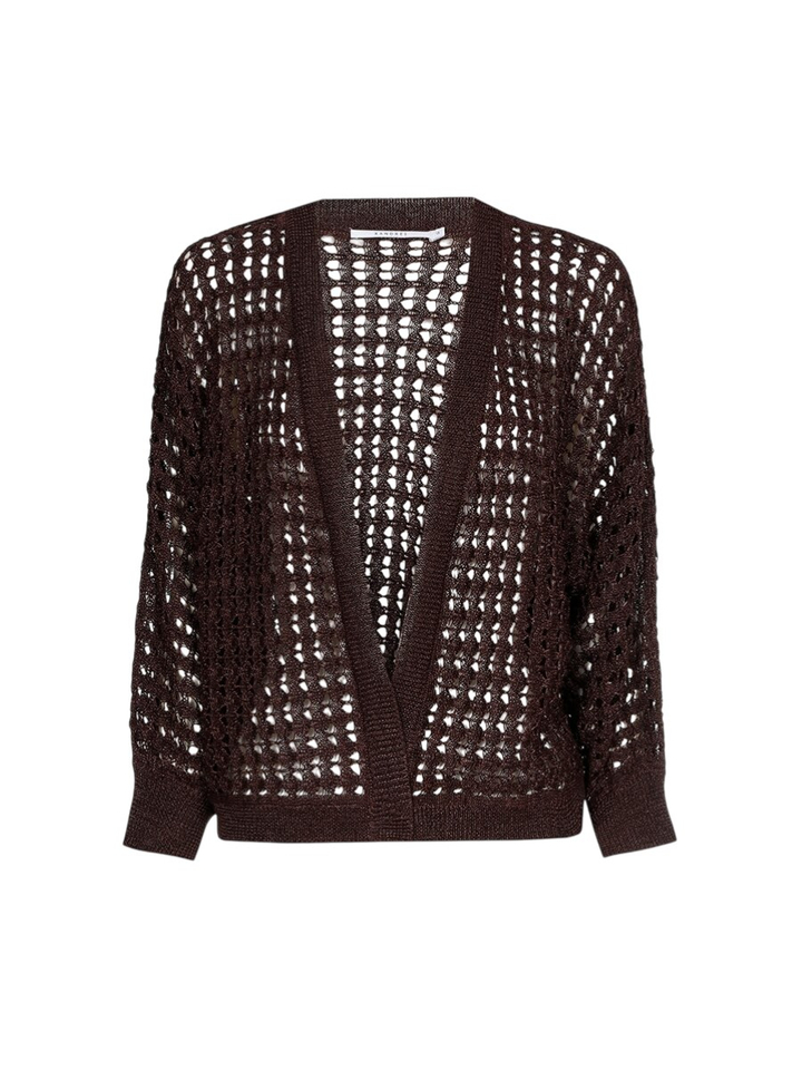 Donkerbruine gehaakte gilet Amante Xandres