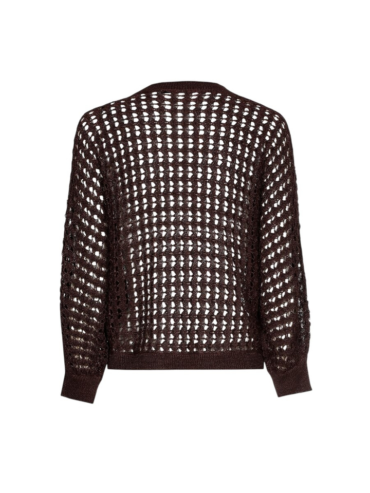 Donkerbruine gehaakte gilet Amante Xandres