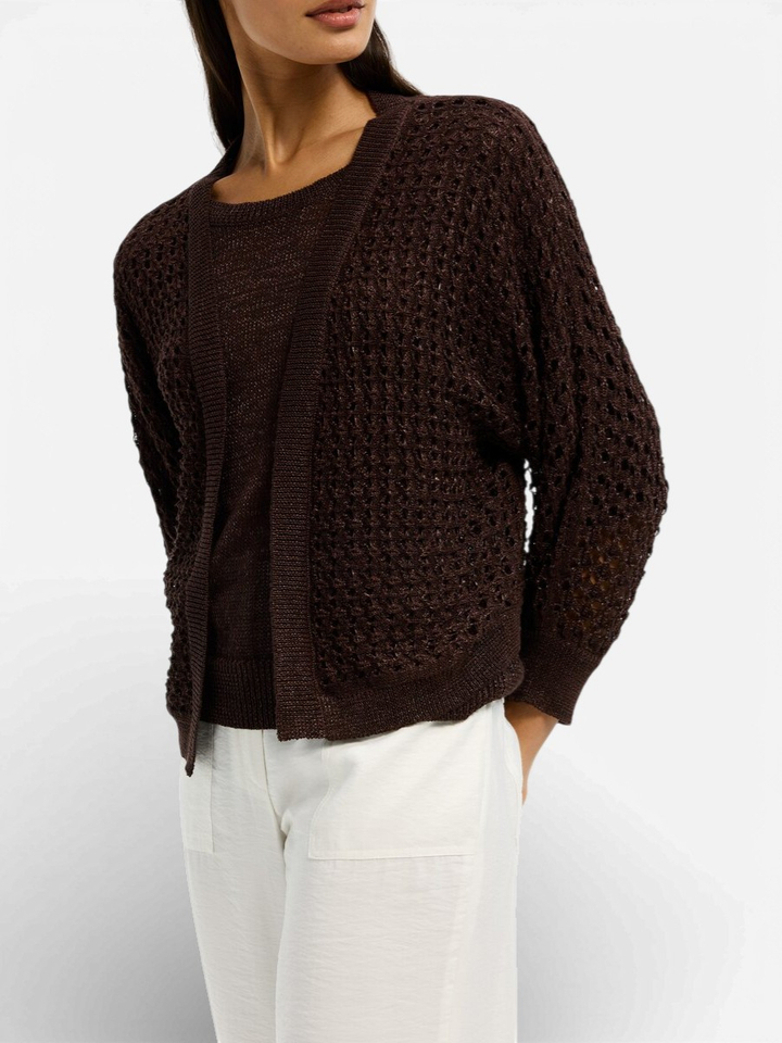 Donkerbruine gehaakte gilet Amante Xandres