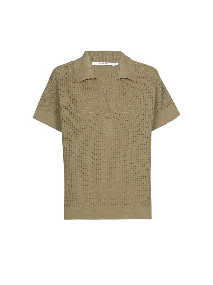 Groene pull met v-hals Roselien Xandres