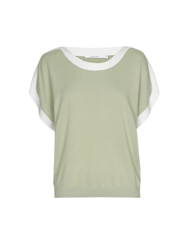 Groene pull met wit detail Amandine Xandres