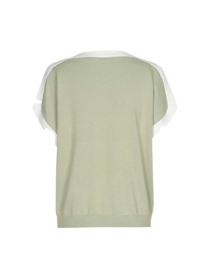 Groene pull met wit detail Amandine Xandres