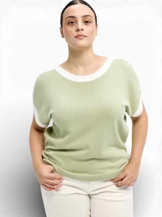 Groene pull met wit detail Amandine Xandres