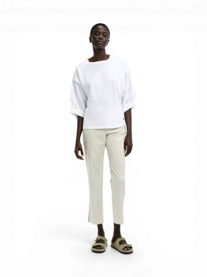 Witte katoenen T-shirt met speciale mouw Feebe Xandres