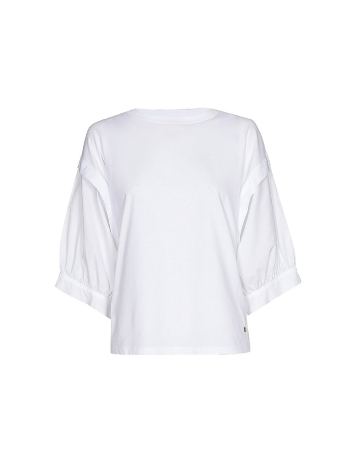 Witte katoenen T-shirt met speciale mouw Feebe Xandres