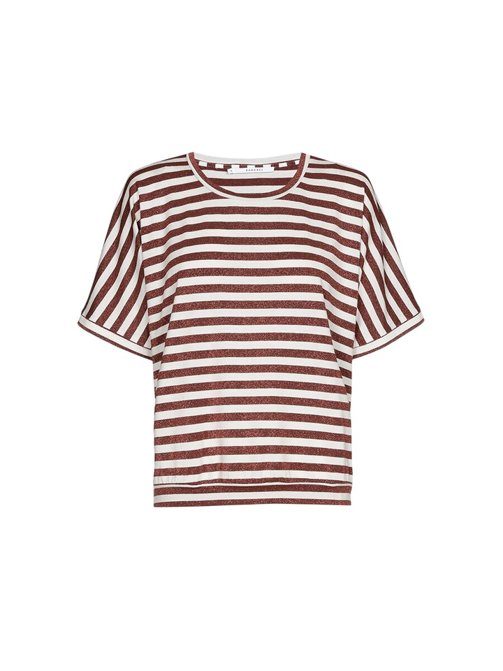 Beige t-shirt met bruine strepen in glitter Hirokar Xandres 