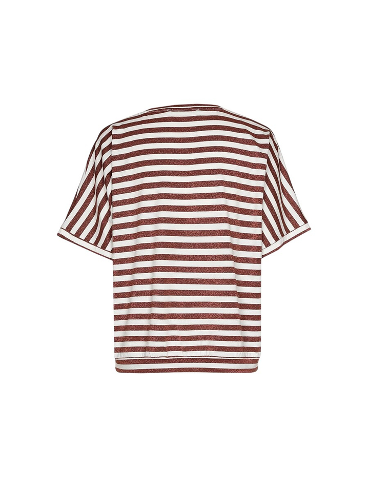 Beige t-shirt met bruine strepen in glitter Hirokar Xandres 