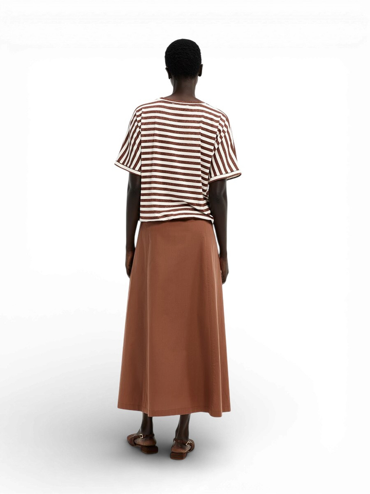 Beige t-shirt met bruine strepen in glitter Hirokar Xandres 