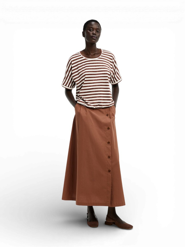 Beige t-shirt met bruine strepen in glitter Hirokar Xandres 