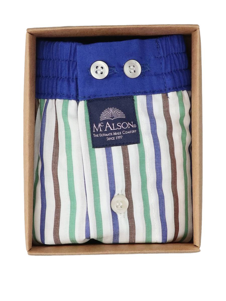 Witte boxershort met groen blauw en bruine strepen Mx Alson