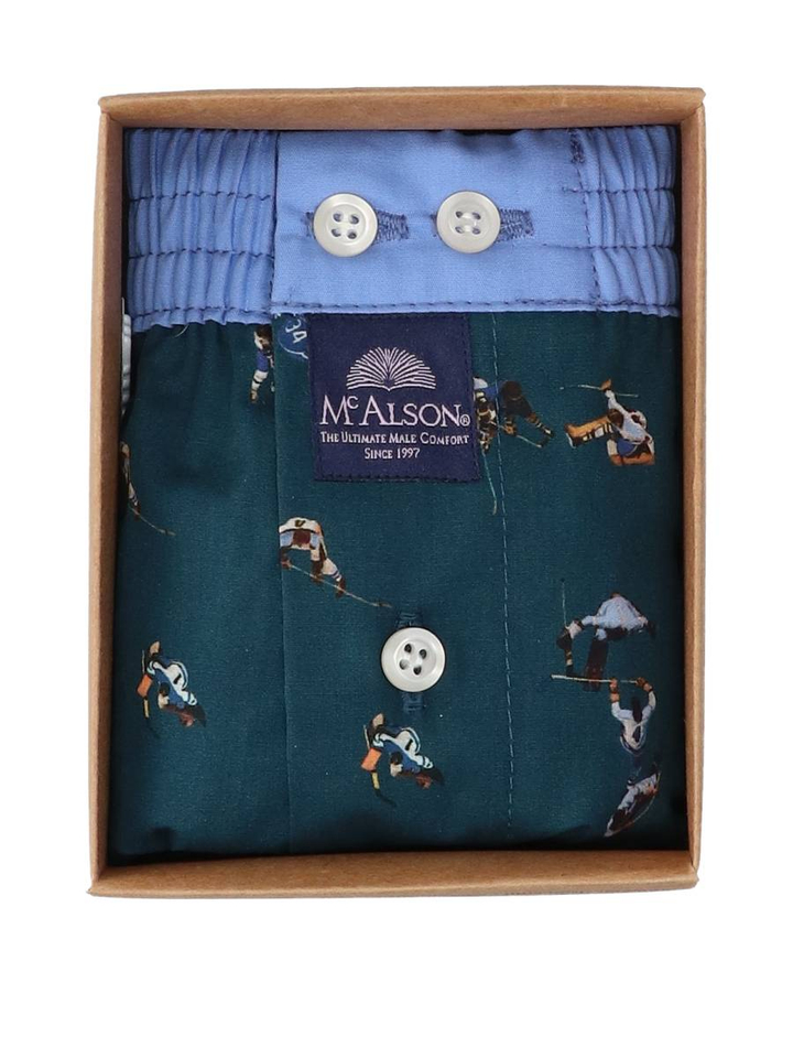 Groene boxershort met blauwe band met hockey print Mc Alson