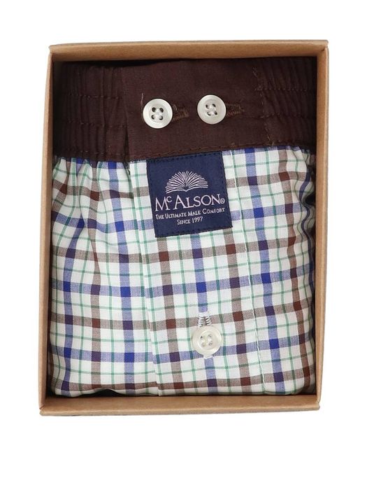 Bruin blauwe boxershort met ruit motief Mc Alson