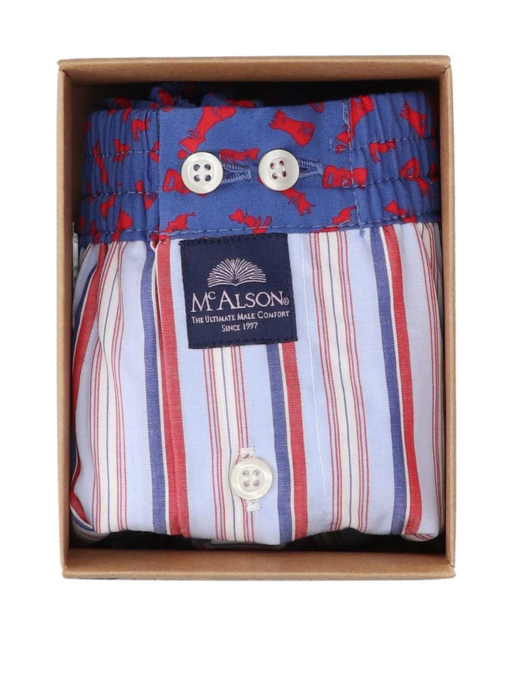 Blauw met rood gestreepte boxershort Mac Alson 