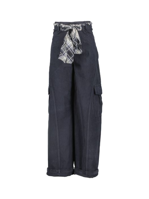 Donkerblauwe broek met zakken op zijkant en gevlochten ceintuur ZAZU Circle of Trust