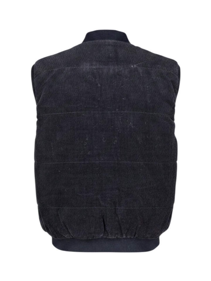 Donkerblauwe bodywarmer in ribfluweel en teddy stof Jocko Bellerose